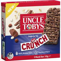 Uncle Tobys Muesli Bar Crunch 5 Pack 145g