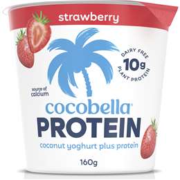 Cocobella Coconut Yoghurt Plus Protein Strawberry 160g