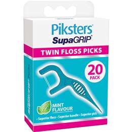 Piksters SupaGRIP Twin Floss Picks Mint Flavour 20 pack