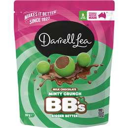 Darrell Lea Milk Chocolate BB's Minty Crunch 152g