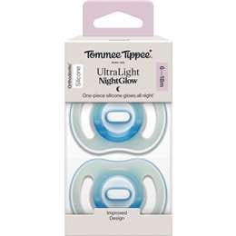 Tommee Tippee Ultra Light Silicone Soother Night Glow 6-18M Assorted 2 pack