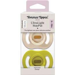 Tommee Tippee Ultra Light Silicone Soother Stay Put 6-18M Assorted 2 pack