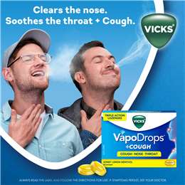 Vicks Vapodrop & Cough Sore Throat Lozenges Honey Lemon 16 Pack ...