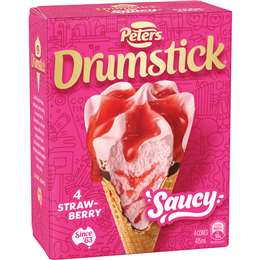 Peters Drumstick Saucy Strawberry 4 Pack 475mL