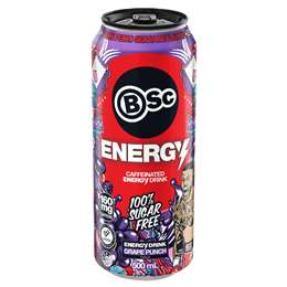 BSC Caffeinated Energy Drink Grape Punch 500mL