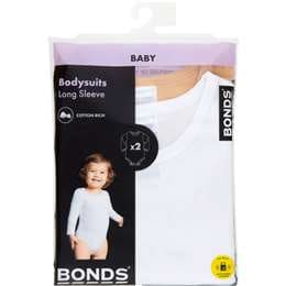 Bonds Baby Long Sleeve Bodysuit Size 0000-1 2 pack
