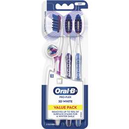 Oral-B Pro-Flex 3D White Toothbrush Whitening Luxe Value Pack 3 pack