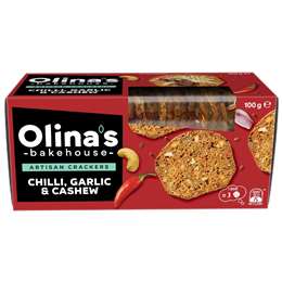 Olina's Bakehouse Artisan Crackers Chilli Garlic & Cashew 100g