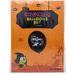 Halloween Printed Balloons Bat 10 pack