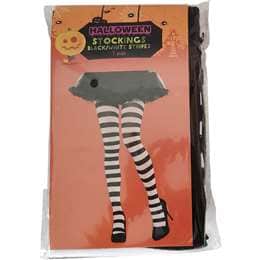 Halloween Costume Stockings Black & White Stripes each