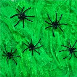 Halloween Spider Web Decoration Colour With 5 Spiders Assorted each