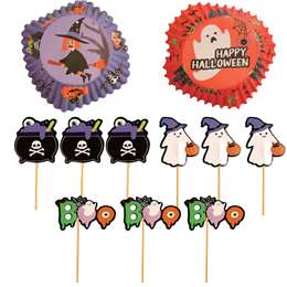 Halloween Baking Cupcake Cases & Picks Set 12 pack