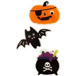 Halloween Window Gel Cling Stickers Pumpkin Bat Cauldron 3 pack