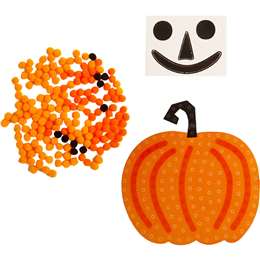 Halloween Craft Pom Pom Sticker Kit Pumpkin each