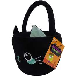 Halloween Plush Basket Cat each