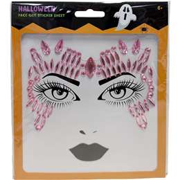 Halloween Face Gem Sticker Sheet Pink each