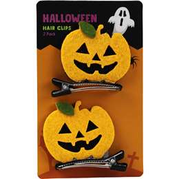 Halloween Shaped Hair Clips Pumpkin 2 pack