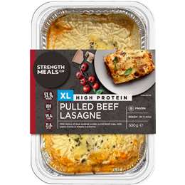 Strength Meals Co Frozen Pulled Beef Lasagne High Protein 500g