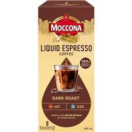 Moccona Liquid Coffee Sachets Espresso Dark Roast 8 pack