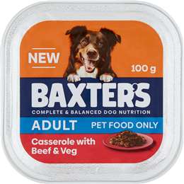 Baxter's Adult Wet Dog Food Casserole Tray Beef & Vegetables 100g