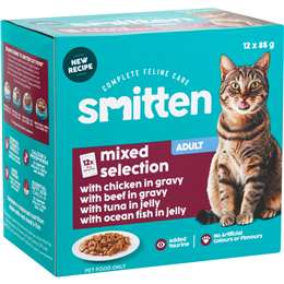 Smitten Mixed Selection Wet Cat Food Pouches 85g x 12 pack