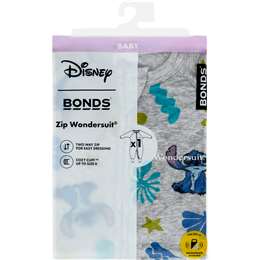 Bonds Lilo & Stitch Zip Wondersuit Grey Size 1 each