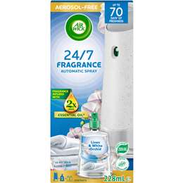 Air Wick 2x Essential Oil Auto Air Freshener Linen & White Orchid 228mL