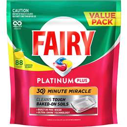 Fairy Platinum Plus Dishwasher Tablets Lemon Scent 88 pack