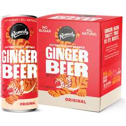 Remedy Ginger Beer Cans Original 250mL x 4 pack