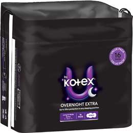 U by Kotex Overnight Extra Pads Long With Wings