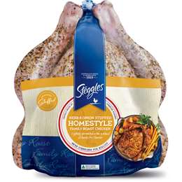 Steggles Homestyle Family Roast Whole Chicken Herb & Onion Stuffed 2kg - 2.9kg
