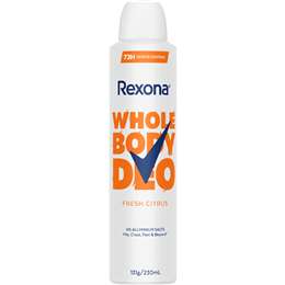 Rexona Womens Whole Body Deodorant Spray Fresh Citrus 230mL
