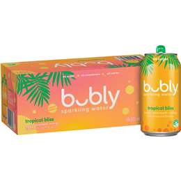 Bubly Sparkling Water Cans Tropical Bliss 375mL x 10 pack