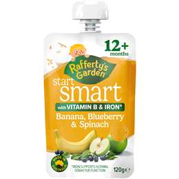Rafferty's Garden Start Smart Baby Food Pouch Banana Blueberry & Spinach 120g