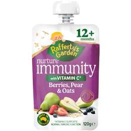 Rafferty's Garden Nuture Immunity Food Pouch Berries Pear & Oats 12M+