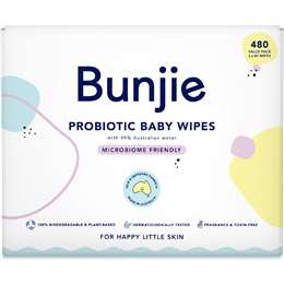 Bunjie Probiotic Baby Wipes Fragrance & Toxin-Free 480 pack