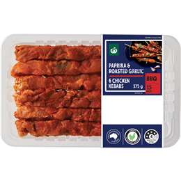 Woolworths 6 Chicken Kebabs Paprika & Roasted Garlic