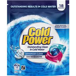 Cold Power Laundry Capsules Advanced Clean 18 pack