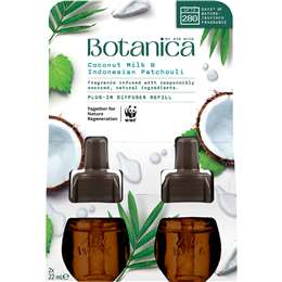 Botanica Coconut Milk & Indonesian Patchouli Plug In Refill 22mL x 2 pack