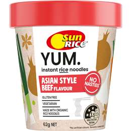 Sunrice Yum Asian Style Beef Flavour Instant Rice Noodles 62g