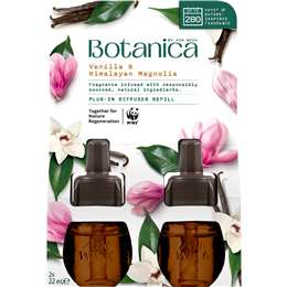Botanica Vanilla & Himalayan Magnolia Plug In Diffuser Refill 22mL x 2 pack