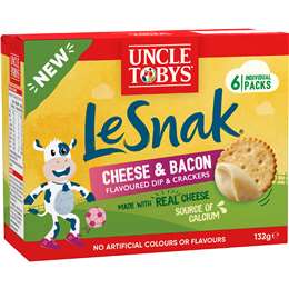 Uncle Tobys Le Snak Cheese & Bacon Dip & Crackers 6 pack