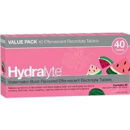 Hydralyte Electrolyte Tablets Watermelon Burst Flovoured 40 pack