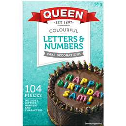 Queen Colourful Letters & Numbers Cake Decoration 104 pack