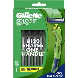 Gillette Solo3 Sensitive Handle & 10 Razor Blades each