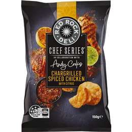 Red Rock Deli Chef Series Potato Chips Spiced Chargrilled Chicken 150g