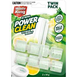 White King In Bowl Toilet Power Clean Citrus Burst 2 pack