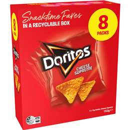 Doritos Corn Chips Lunchbox Snacks Multipack Cheese Supreme 8 pack