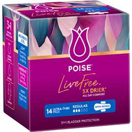 Poise LiveFree Ultrathin Pads Regular With Wings
