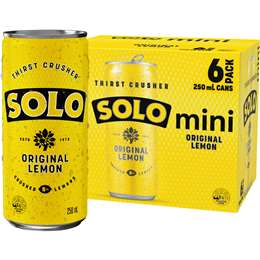 Solo Original Lemon Mini Cans 250mL x 6 pack